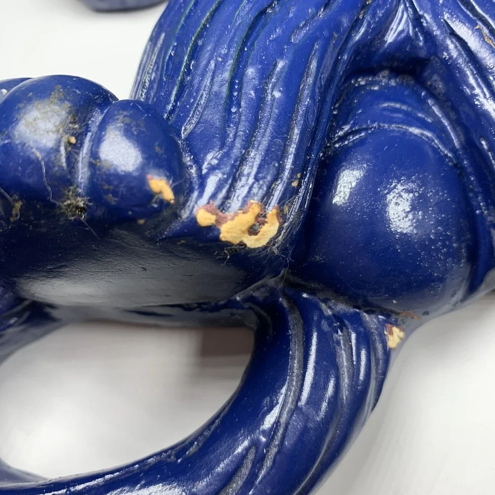 Vtg Blue Universal Statuary Corp Shaggy Lion Wall Hanging Decor Art Chicago 1970
